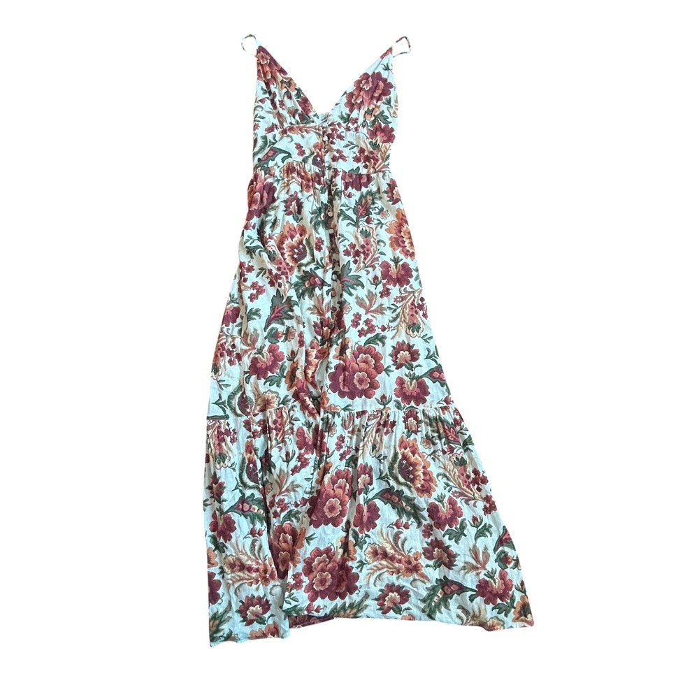Abercrombie & Fitch Floral Linen Blend Maxi Dress Small Cream Red Button Front - Picture 5 of 10